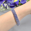 Tanzanite Sterling Silver Three-Row Tennis Bracelet