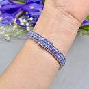 Tanzanite Sterling Silver Three-Row Tennis Bracelet