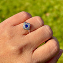 Art Deco 18ct Yellow Gold & Platinum Sapphire & Diamond Daisy Cluster Ring