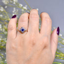 Art Deco 18ct Yellow Gold & Platinum Sapphire & Diamond Daisy Cluster Ring