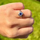 Art Deco 18ct Yellow Gold & Platinum Sapphire & Diamond Daisy Cluster Ring