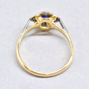 Art Deco 18ct Yellow Gold & Platinum Sapphire & Diamond Daisy Cluster Ring