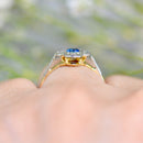 Art Deco 18ct Yellow Gold & Platinum Sapphire & Diamond Daisy Cluster Ring