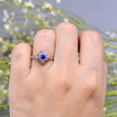 Art Deco 18ct Yellow Gold & Platinum Sapphire & Diamond Daisy Cluster Ring