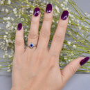 Art Deco 18ct Yellow Gold & Platinum Sapphire & Diamond Daisy Cluster Ring
