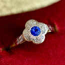 Art Deco 18ct Yellow Gold & Platinum Sapphire & Diamond Daisy Cluster Ring