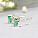 Emerald Sterling Silver Stud Earrings