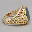 Vintage Bloodstone 9ct Yellow Gold Textured Signet Ring