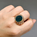 Vintage Bloodstone 9ct Yellow Gold Textured Signet Ring