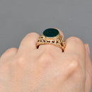 Vintage Bloodstone 9ct Yellow Gold Textured Signet Ring