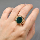 Vintage Bloodstone 9ct Yellow Gold Textured Signet Ring