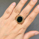 Vintage Bloodstone 9ct Yellow Gold Textured Signet Ring