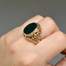 Vintage Bloodstone 9ct Yellow Gold Textured Signet Ring