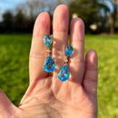 Swiss Blue Topaz and Diamond 9ct Yellow Gold Drop Earrings (15.20cts)