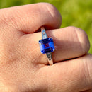 Rhapsody 950 Platinum AAAA Asscher Cut Tanzanite and Diamond (VS/E-F) Ring (2.00ct)