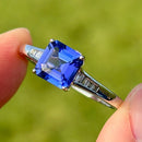 Rhapsody 950 Platinum AAAA Asscher Cut Tanzanite and Diamond (VS/E-F) Ring (2.00ct)