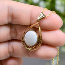 Natural Opal 9ct Yellow Gold Openwork Tear-Drop Pendant (2.54cts)