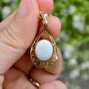 Natural Opal 9ct Yellow Gold Openwork Tear-Drop Pendant (2.54cts)