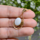 Natural Opal 9ct Yellow Gold Openwork Tear-Drop Pendant (2.54cts)