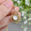 Natural Opal 9ct Yellow Gold Openwork Tear-Drop Pendant (2.54cts)