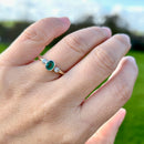 20世纪90年代复古款祖母绿钻石三石9K黄金戒指