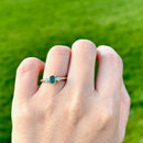 20世纪90年代复古款祖母绿钻石三石9K黄金戒指