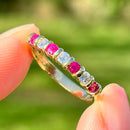 18ct Yellow Gold Ruby and Diamond Half Eternity Band