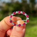 Vintage 1990s Ruby and Diamond Eternity Circle Pendant/Brooch in 18ct Yellow Gold