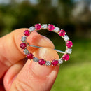 Vintage 1990s Ruby and Diamond Eternity Circle Pendant/Brooch in 18ct Yellow Gold