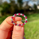 Vintage 1990s Ruby and Diamond Eternity Circle Pendant/Brooch in 18ct Yellow Gold