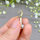Vintage 1990s Cultured Pearl & Diamond 9ct Yellow Gold Pendant with Open Bale