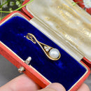 Vintage 1990s Cultured Pearl & Diamond 9ct Yellow Gold Pendant with Open Bale