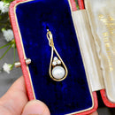 Vintage 1990s Cultured Pearl & Diamond 9ct Yellow Gold Pendant with Open Bale
