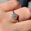 18ct White Gold Diamond Daisy Cluster Ring, Vintage-Inspired (Approx. 0.27ct)