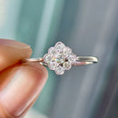 18ct White Gold Diamond Daisy Cluster Ring, Vintage-Inspired (Approx. 0.27ct)