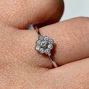18ct White Gold Diamond Daisy Cluster Ring, Vintage-Inspired (Approx. 0.27ct)