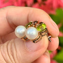 Cultured Pearl, Smoky Quartz, Peridot & Citrine 14ct Rose Gold Earrings Earrings