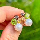 Cultured Pearl, Smoky Quartz, Peridot & Citrine 14ct Rose Gold Earrings Earrings