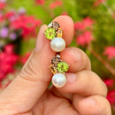Cultured Pearl, Smoky Quartz, Peridot & Citrine 14ct Rose Gold Earrings Earrings