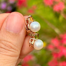 Cultured Pearl, Smoky Quartz, Peridot & Citrine 14ct Rose Gold Earrings Earrings