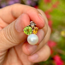 Cultured Pearl, Smoky Quartz, Peridot & Citrine 14ct Rose Gold Earrings Earrings