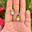 Cultured Pearl, Smoky Quartz, Peridot & Citrine 14ct Rose Gold Earrings Earrings