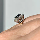 Vintage 1970s Sapphire and Diamond 18ct Yellow Gold Triple Cluster Ring