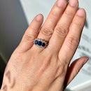 Vintage 1970s Sapphire and Diamond 18ct Yellow Gold Triple Cluster Ring