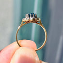 Blue Topaz & Diamond 18ct Yellow Gold Cluster Ring