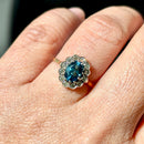 Blue Topaz & Diamond 18ct Yellow Gold Cluster Ring
