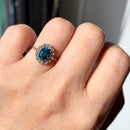 Blue Topaz & Diamond 18ct Yellow Gold Cluster Ring