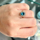 Blue Topaz & Diamond 18ct Yellow Gold Cluster Ring