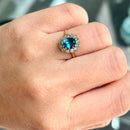 Blue Topaz & Diamond 18ct Yellow Gold Cluster Ring