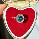 Blue Topaz & Diamond 18ct Yellow Gold Cluster Ring